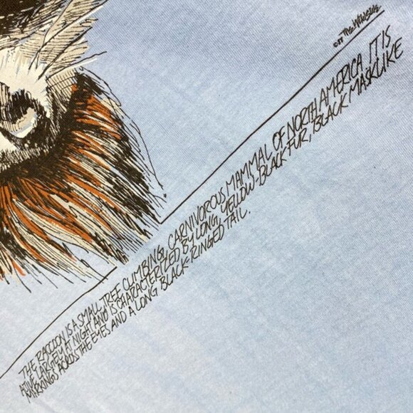 Vintage Tiger Brand Waves Blue Raccoon Graphic Tee T Shirt XL - Picture 8 of 16